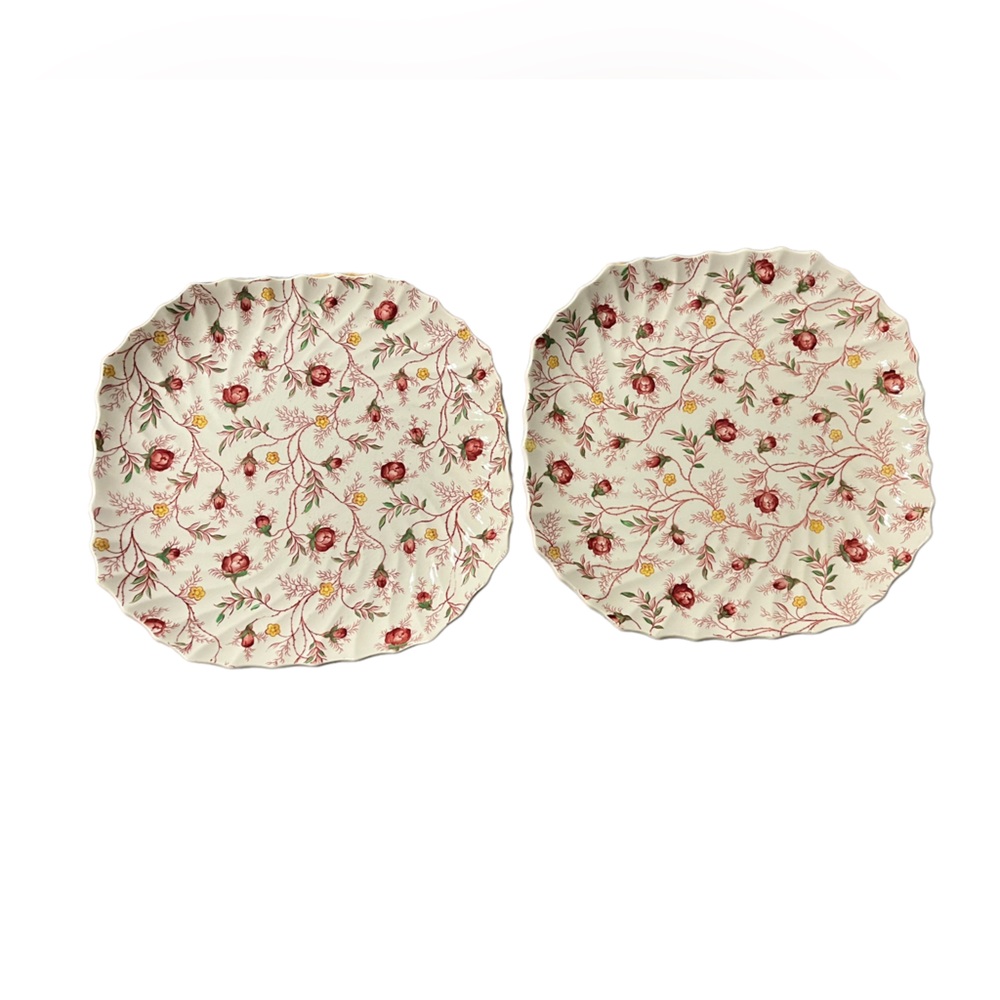 Copeland Spode rosebud chintz luncheon plates set of 2. 9" 1950s